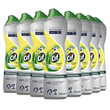 Pachet 8 flacoane Cremă CIF Professional Lemon 0,75 L, vedere frontală, formulă non-abrazivă