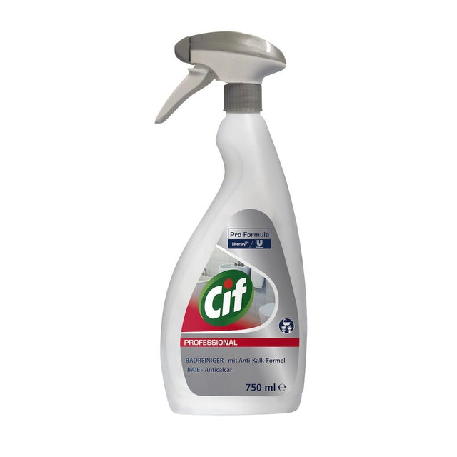 CIF Professional Washroom 0,75 L, detergent și detartrant 2 în 1 pentru baie, vedere frontală flacon