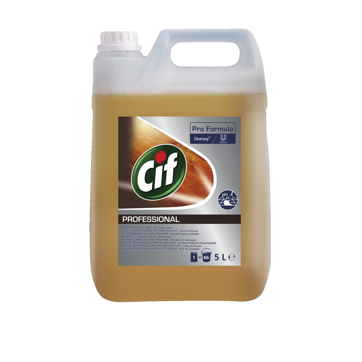 Pachet economic 2×5 L CIF Professional Wood Floor, prezentare completă pe fundal alb