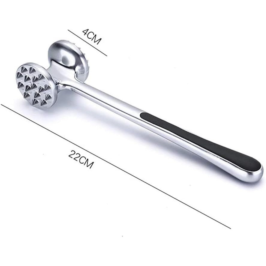 Ciocan pentru snitele si carne Vivimall, din aliaj de zinc, maner antialunecare, doua capete, 22 cm, argintiu - vivimall.ro