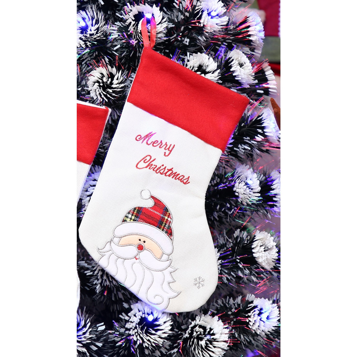 Ciorap Cadouri, culoare alba, imprimeu Mos Craciun, marimea 16x30 cm, Flippy - vivimall.ro