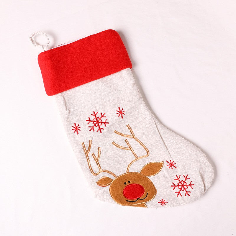 Ciorap Cadouri, culoare alba, imprimeu Rudolf, marimea 16x30 cm, Vivimall - vivimall.ro