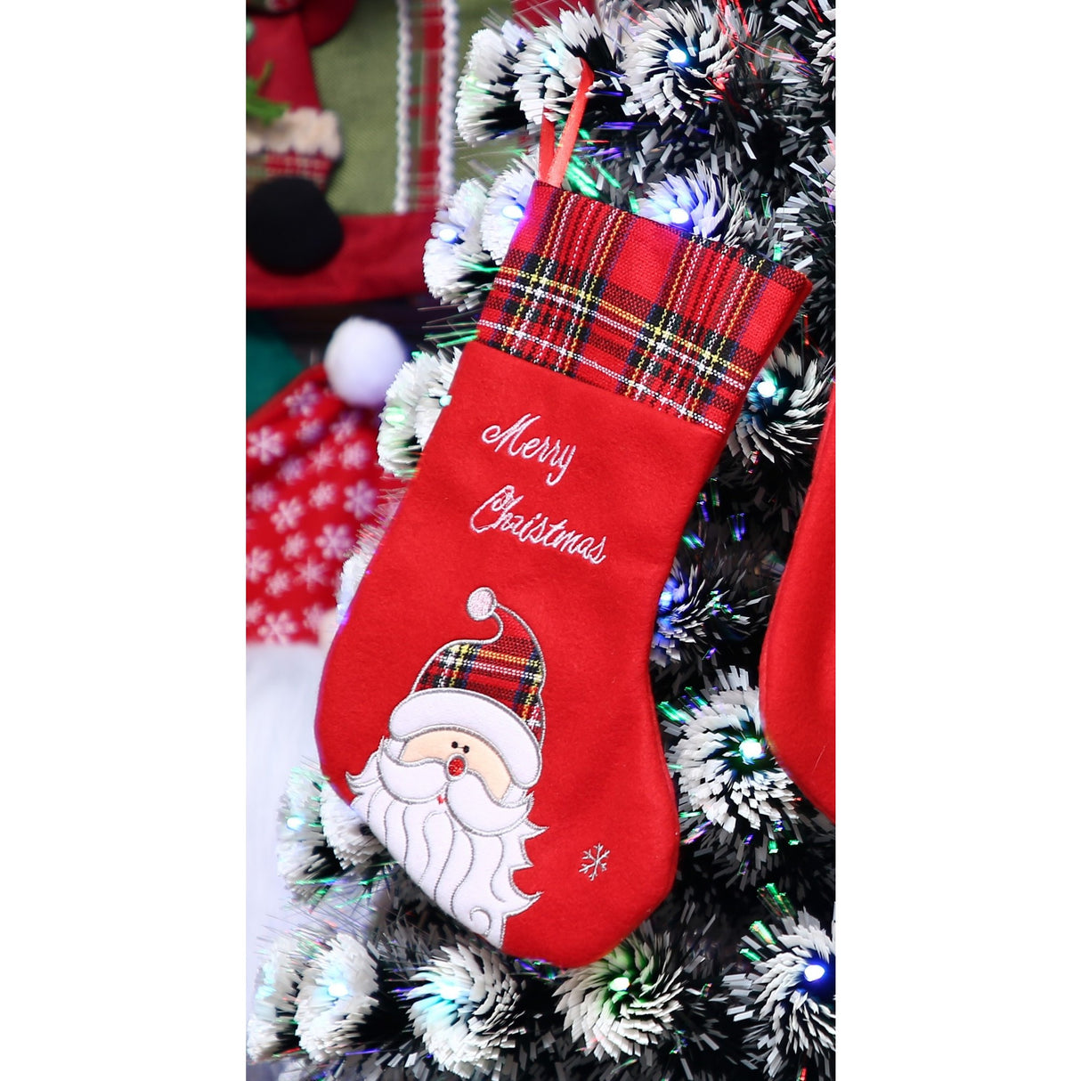 Ciorap Cadouri, culoare rosie, imprimeu Mos Craciun ,marimea 15x30 cm, Vivimall - vivimall.ro