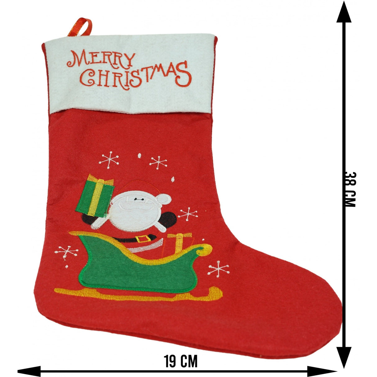 Ciorap Cadouri,Flippy,cu model Mos Craciun, rosu, marimea 19x38 cm, textil, interior - vivimall.ro