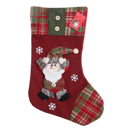 Ciorap Cadouri,Flippy,cu model Mos Craciun,rosu, marimea 20x30 cm, textil, interior - vivimall.ro