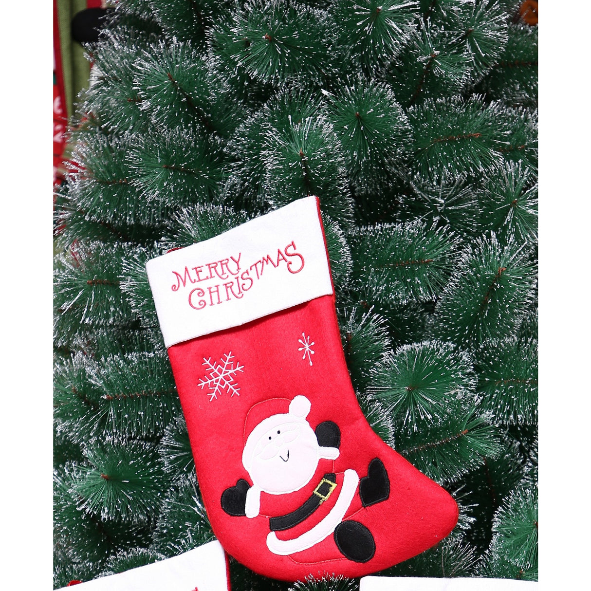 Ciorap Cadouri, Flippy,cu model Mos Craciun, rosu, marimea 20x40 cm, textil, interior - vivimall.ro