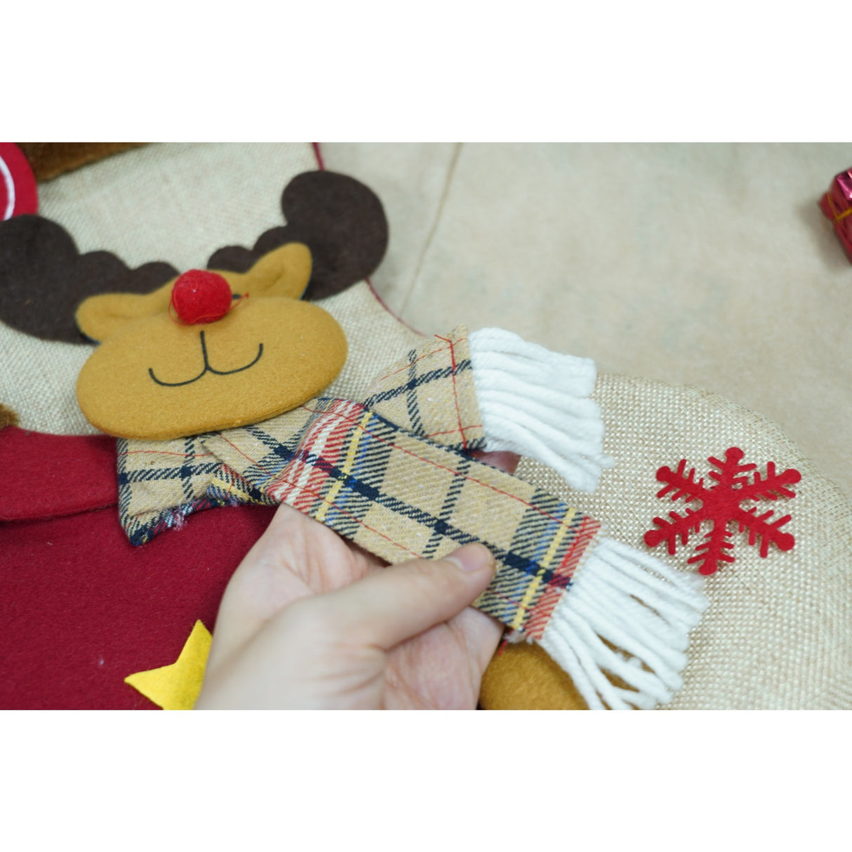 Ciorap Cadouri,Flippy,cu model ren,crem, marimea 20x40 cm, textil, interior - vivimall.ro