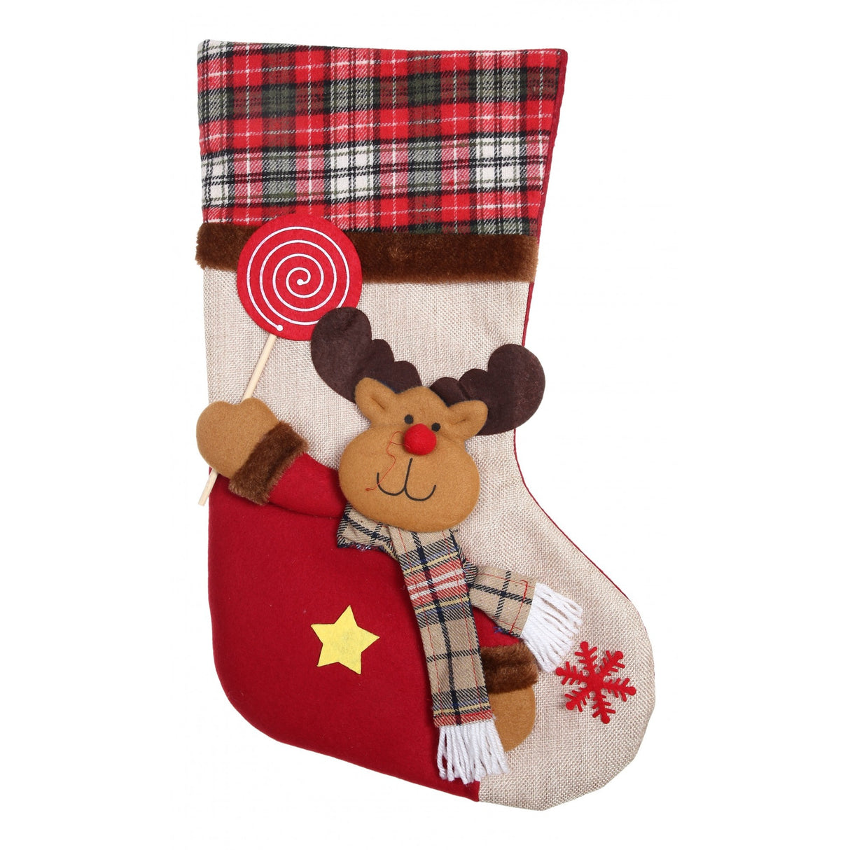 Ciorap Cadouri,Flippy,cu model ren,crem, marimea 20x40 cm, textil, interior - vivimall.ro