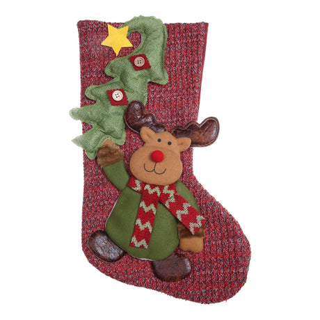 Ciorap Cadouri, Flippy, cu model ren, rosu, marimea 20x45 cm, textil, interior - vivimall.ro