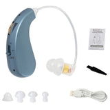 Aparat auditiv retroauricular BTE Reincarcabil, Vivimall, Set 2 bucati Stinga Dreapta, Standard European, Aparat auditiv Cu incarcator, Aparat pentru Auz, 12 x 8.5 x 4 cm, 89 g, Albastru - vivimall.ro