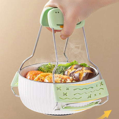 Clema Pentru Boluri Creativa, Anti-Alunecare, Din Silicon, De Uz Casnic, Rezistent La Temperaturi Inalte, Model Animat, 19X12 Cm, Verde - vivimall.ro