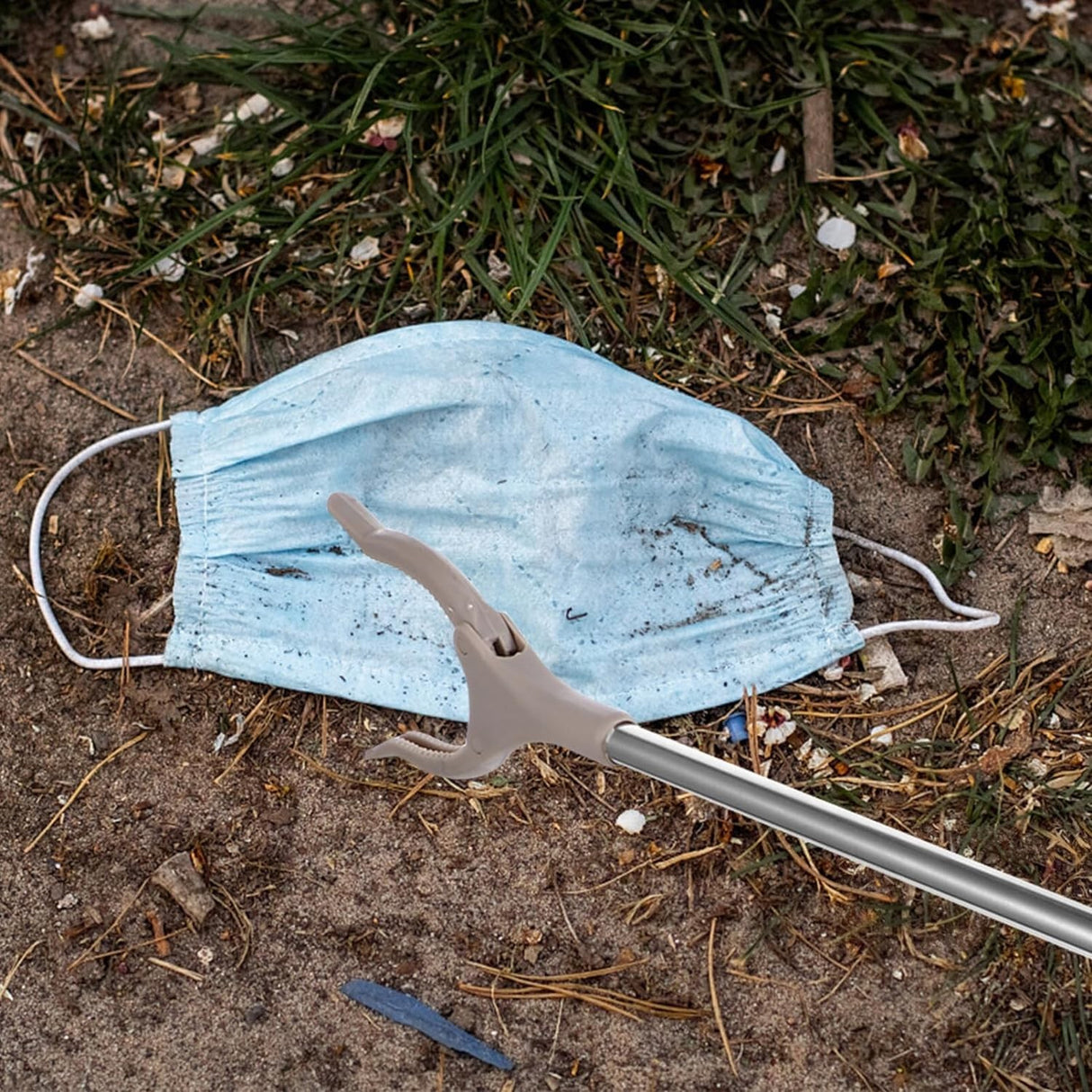 Cleste pentru Colectarea Deseurilor, Flippy, din Metal si Plastic, 77.5 cm, Fara Maini Murdare, Gri - vivimall.ro