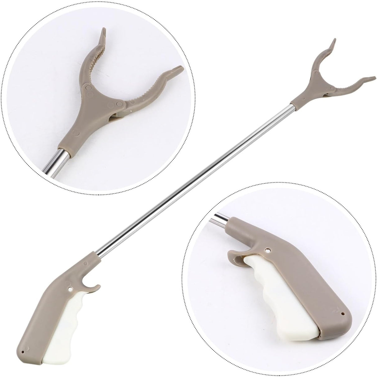 Cleste pentru Colectarea Deseurilor, Flippy, din Metal si Plastic, 96.5 cm, Fara Maini Murdare, Gri - vivimall.ro