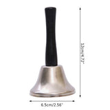 Kézi csengő, fém, fa fogantyú, hossza 12 cm, átmérő 6,5 cm 