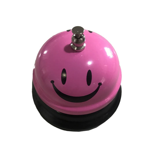 Clopotel Metalic Multifunctional, Vivimall, Roz cu Imprimeu SMILEY FACE, 7.5 x 7.5 x 6.5 cm, Dresaj, Receptie, Restaurante, - vivimall.ro