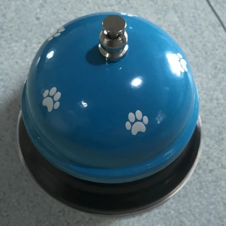 Clopotel Metalic Multifunctional, Vivimall, Alastru cu Imprimeu Labuta Alba, 7.5x7.5x6.5 cm, Dresaj, Receptie, Restaurante - vivimall.ro