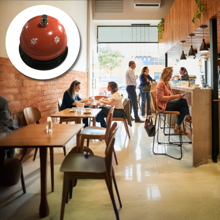 Clopotel Metalic Multifunctional, Vivimall, Portocaliu cu Imprimeu Labuta Alba, 7.5x7.5x6.5 cm, Dresaj, Receptie, Restaurante - vivimall.ro