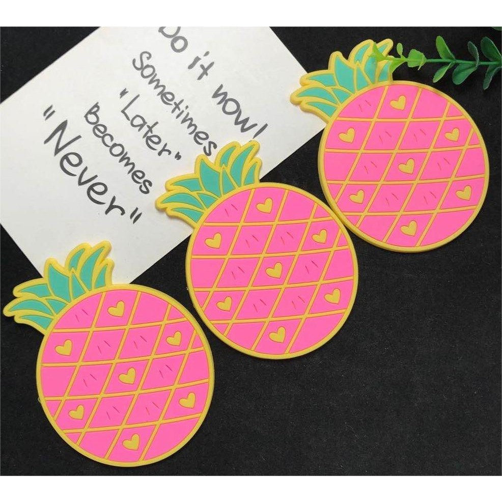 Suport Pentru Pahar, Model Ananas, Din Pvc, 12 X 9 Cm, Rezistent La Caldura, Roz - vivimall.ro
