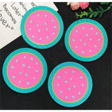 Suport pentru Pahar, Vivimall, Model Pepene, din PVC, 10 cm, Rezistent la Caldura, Verde/Roz - vivimall.ro