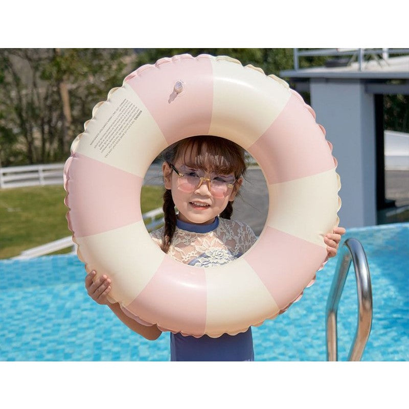 Colac de inot gonflabil pentru copii, In dungi Roz- Galben, Vivimall, diametru 66 cm - vivimall.ro