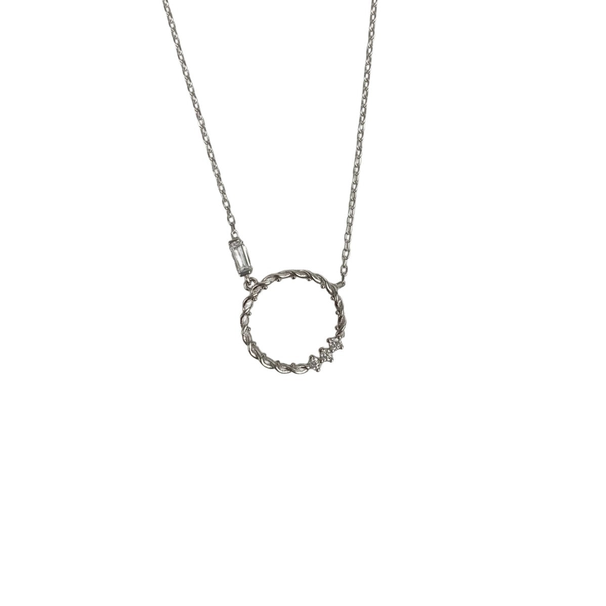 Colier Argint 925, Cerc Rasucit Cu Zirconii 41 Cm