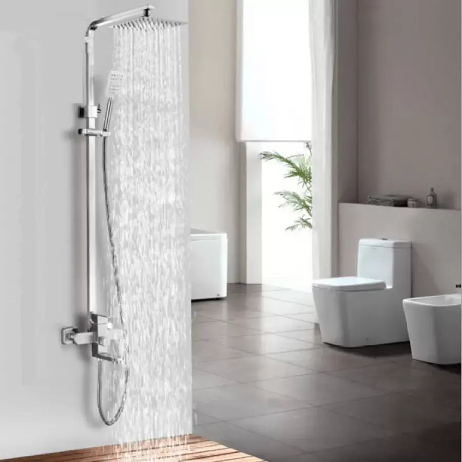 Coloana De Dus, Inox, Para Patrata, Efect Ploaie, 3 Functii, Montare Pe Perete, Satinat, Accesorii Incluse - vivimall.ro