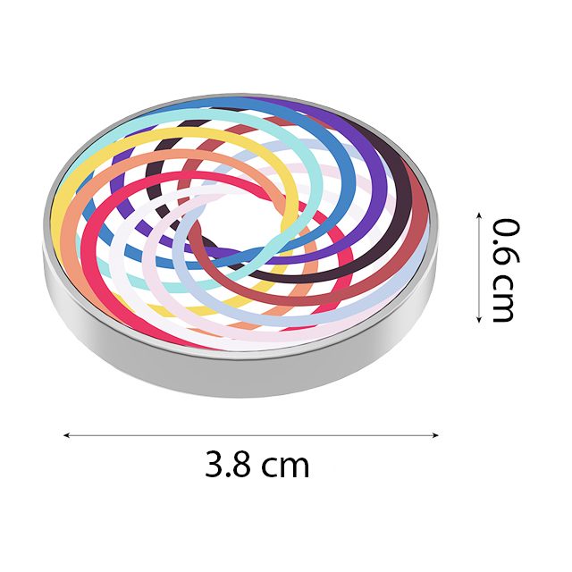 Detaliu efect optic spirală hipnotică spinner metalic Flippy multicolor în rotație