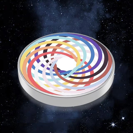 Spinner giroscopic Flippy, model spirală multicolor, dimensiuni 3.8 x 0.6 cm, oțel inoxidabil