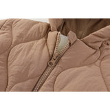 Combinezon de Iarna, Vivimall, pentru Bebelusi, din Bumbac, cu Urechi, Mansete Elastice, Unisex, 73 cm, Maro - vivimall.ro