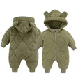 Combinezon de Iarna, Vivimall, pentru Bebelusi, din Bumbac, cu Urechi, Mansete Elastice, Unisex, 73 cm, Verde - vivimall.ro