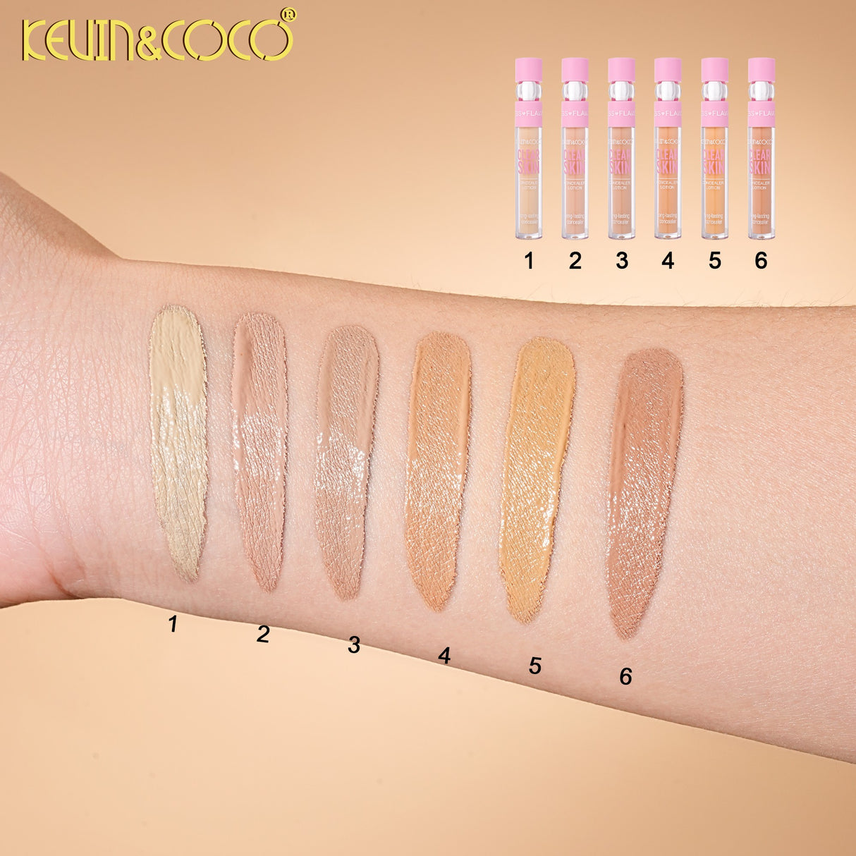Aplicare corector lichid Kevin&Coco Clear Skin pe ten normal, nuanță bej deschis natural