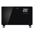 Convector electric 2000W negru cu Wi-Fi și termostat, vedere frontală, dimensiuni 82.3x12x45.6 cm