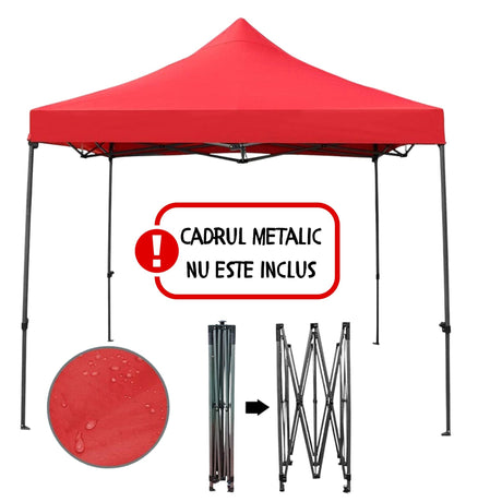 Copertină pliabilă Flippy 420D roșu 3x3 m, detaliu textură material 185 g/m²