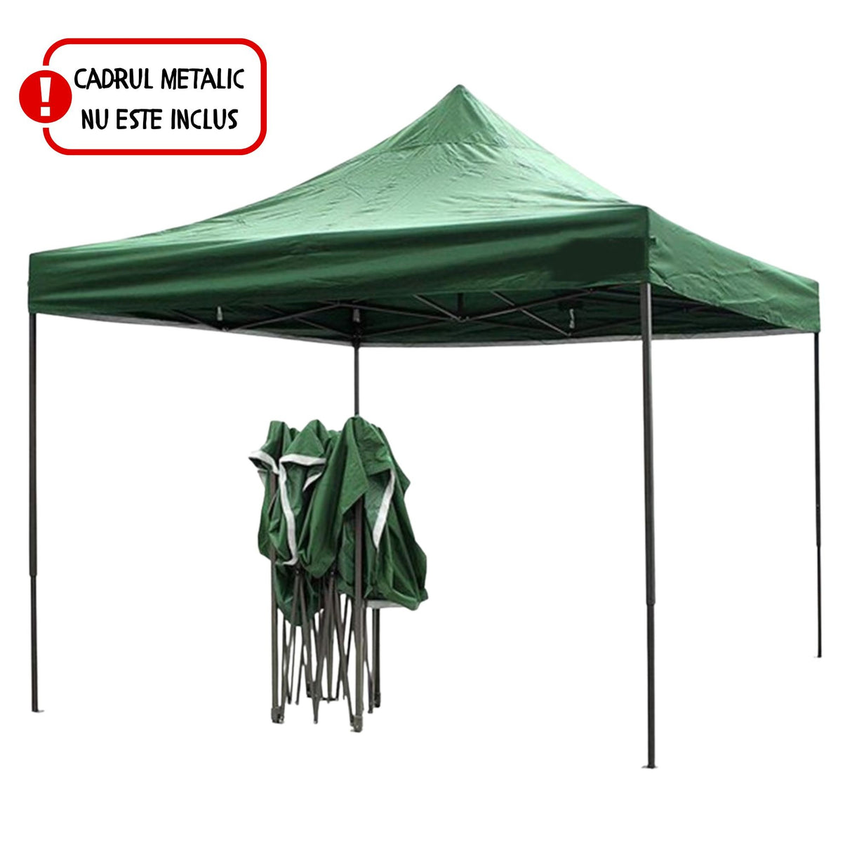 Copertină Flippy 3x3 m verde pentru pavilion pliabil, vedere laterală