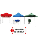 Copertină pavilion Flippy 3x3 m albastru, detaliu material 420D cu greutate 280 g/m²