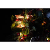 Karácsonyi koszorú ajtóra, 40 cm, PVC, műbőr, díszített, LED-del, beltéri/kültéri