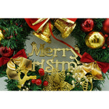 Karácsonyi koszorú ajtóra, piros/zöld, 40 cm, PVC, műbőr, díszített, beltéri/kültéri