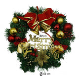Coronita de Craciun pentru usa, Rosu/Auriu/Verde, 40 cm, PVC, Artificiala, Decorata, Interior/Exterior, Vivimall - vivimall.ro