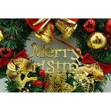 Karácsonyi koszorú ajtóra, piros/zöld, 40 cm, PVC, műbőr, díszített, beltéri/kültéri