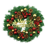 Karácsonyi koszorú ajtóra, piros-zöld, 40 cm, PVC, műbőr, díszített, beltérre/kültérre