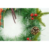 Karácsonyi koszorú ajtóra, piros, 40 cm, PVC, mű, díszített, beltéri/kültéri