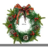 Karácsonyi koszorú ajtóra, piros, 40 cm, PVC, mű, díszített, beltéri/kültéri