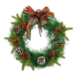 Karácsonyi koszorú ajtóra, piros, 40 cm, PVC, mű, díszített, beltéri/kültéri