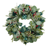 Karácsonyi koszorú ajtóra, piros, 40 cm, PVC, mű, díszített, beltéri/kültéri