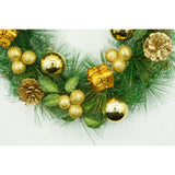 Coronita de Craciun pentru usa, Verde/Auriu, 35 cm, PVC, Artificiala, Decorata, Interior/Exterior, Vivimall - vivimall.ro