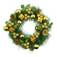 Coronita de Craciun pentru usa, Verde/Auriu, 35 cm, PVC, Artificiala, Decorata, Interior/Exterior, Vivimall - vivimall.ro
