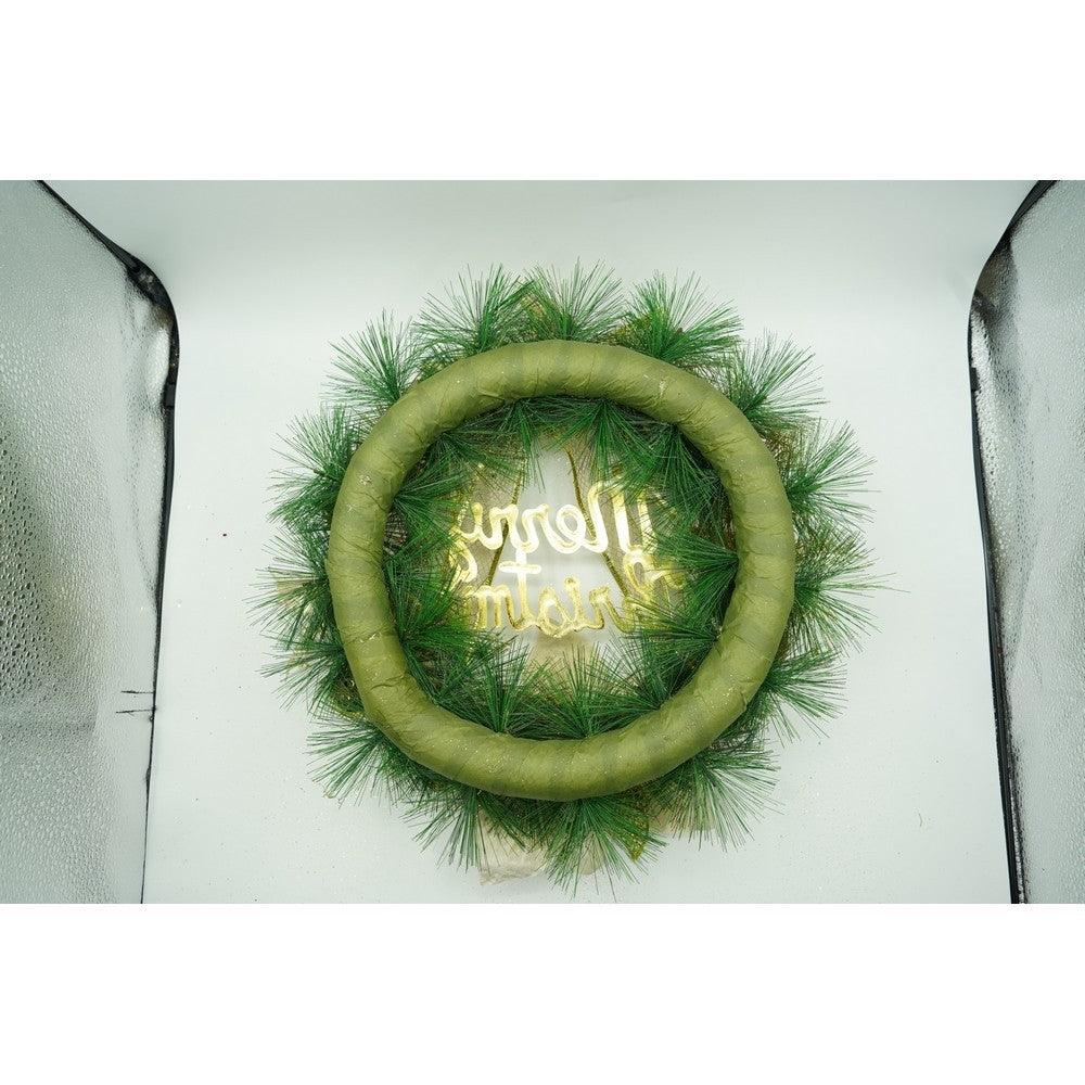 Coronita de Craciun pentru usa, Verde-Auriu, 40 cm, PVC, Artificiala, Decorata, Interior/Exterior, Flippy - vivimall.ro