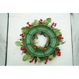 Karácsonyi koszorú ajtóra, piros, 40 cm, PVC, mű, díszített, beltéri/kültéri