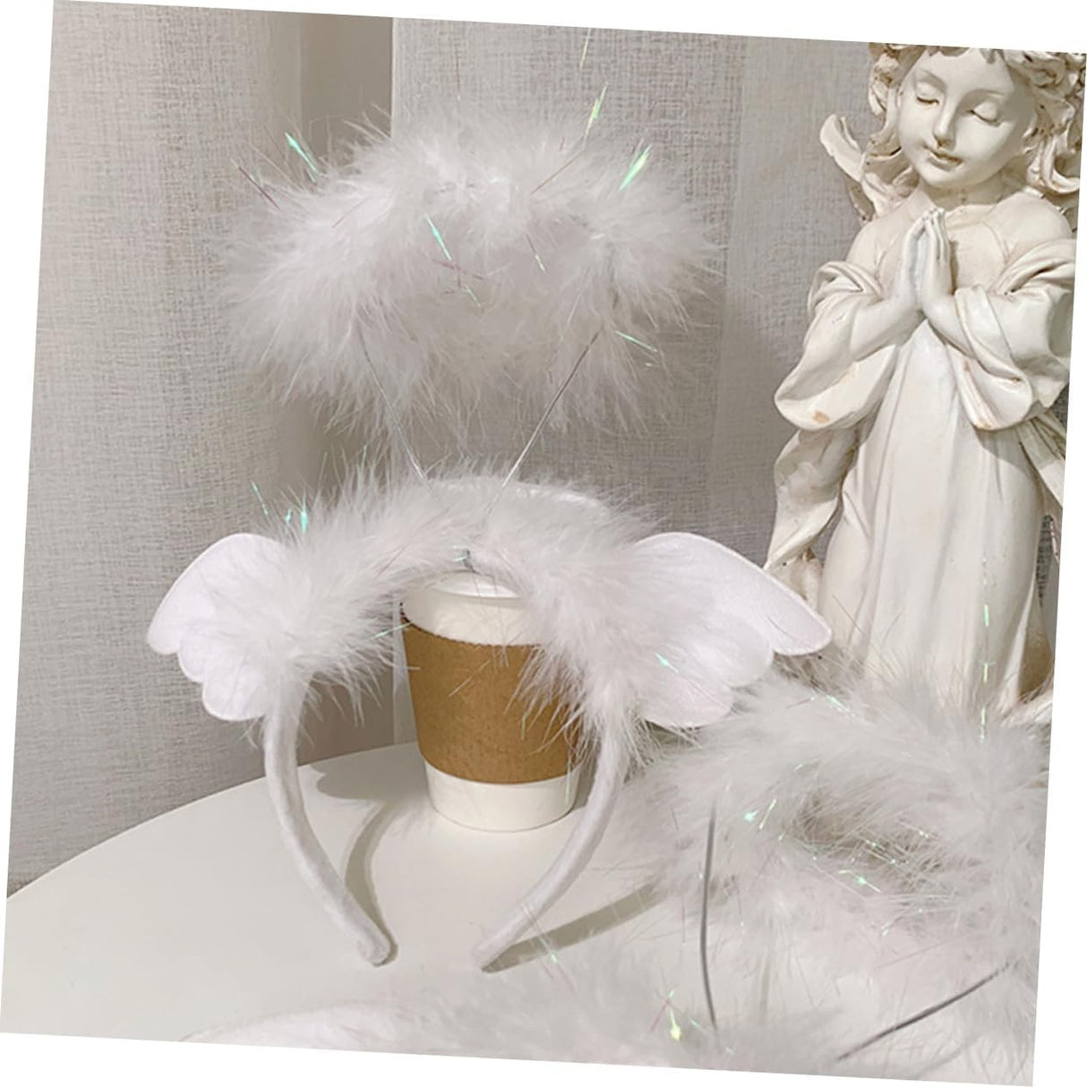 Coronita de Ingeras pentru Copii, Vivimall, Bentita cu Aura, Marime Universala, Alb - vivimall.ro