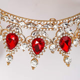 Diadema, Vivimall, din Aliaj, cu Cristale, Accesoriu Par, Aniversare, Nunta, Petrecere, 15 x 5.3 x 12.5 cm, Rosu/Alb - vivimall.ro